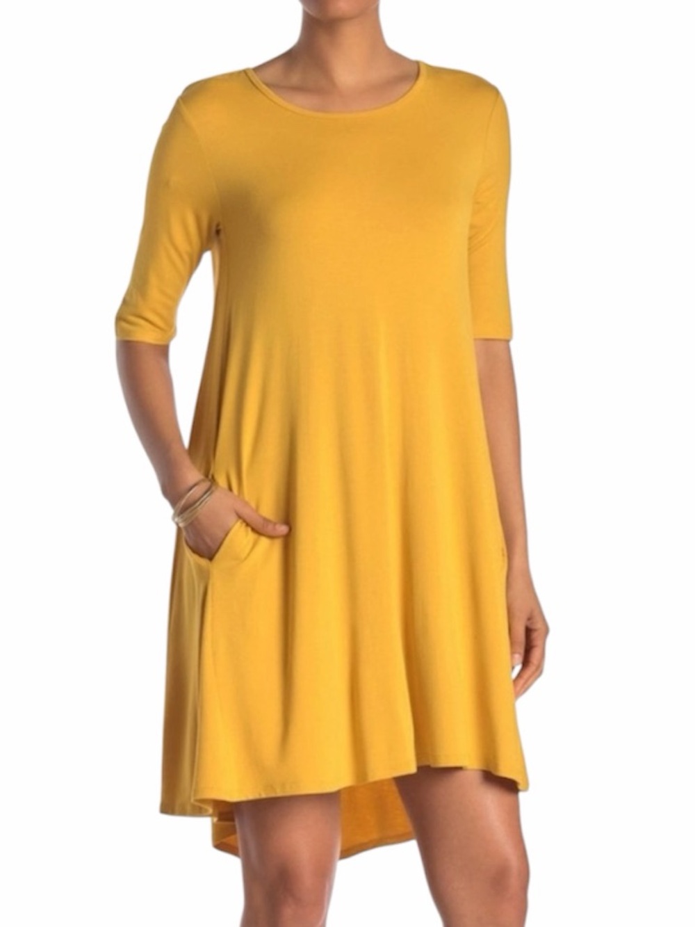 Philosophy Knit Swing Dress w/ pockets in sunshine yellow size women’s small